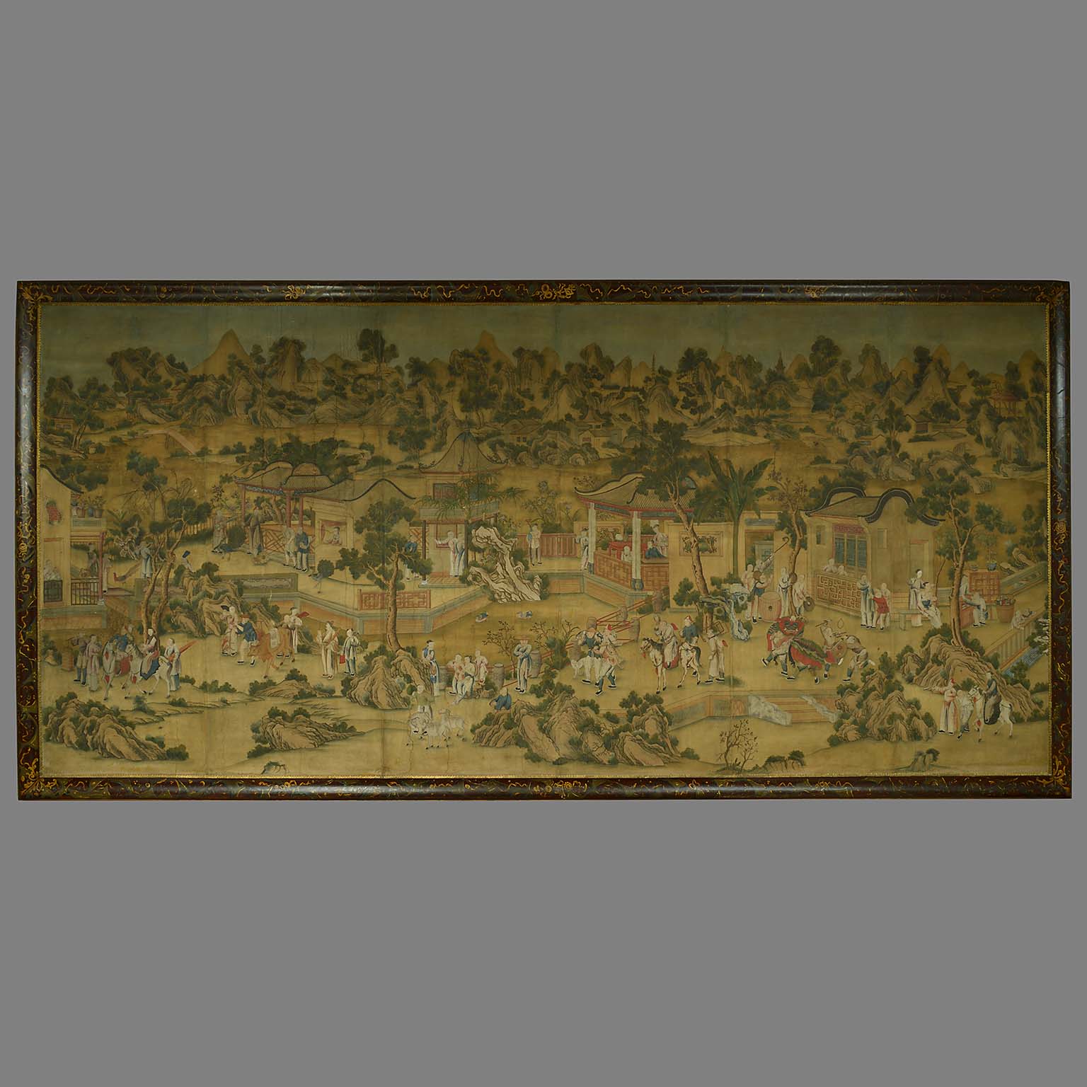 A Rare Linen Panel of a Hunting Scene