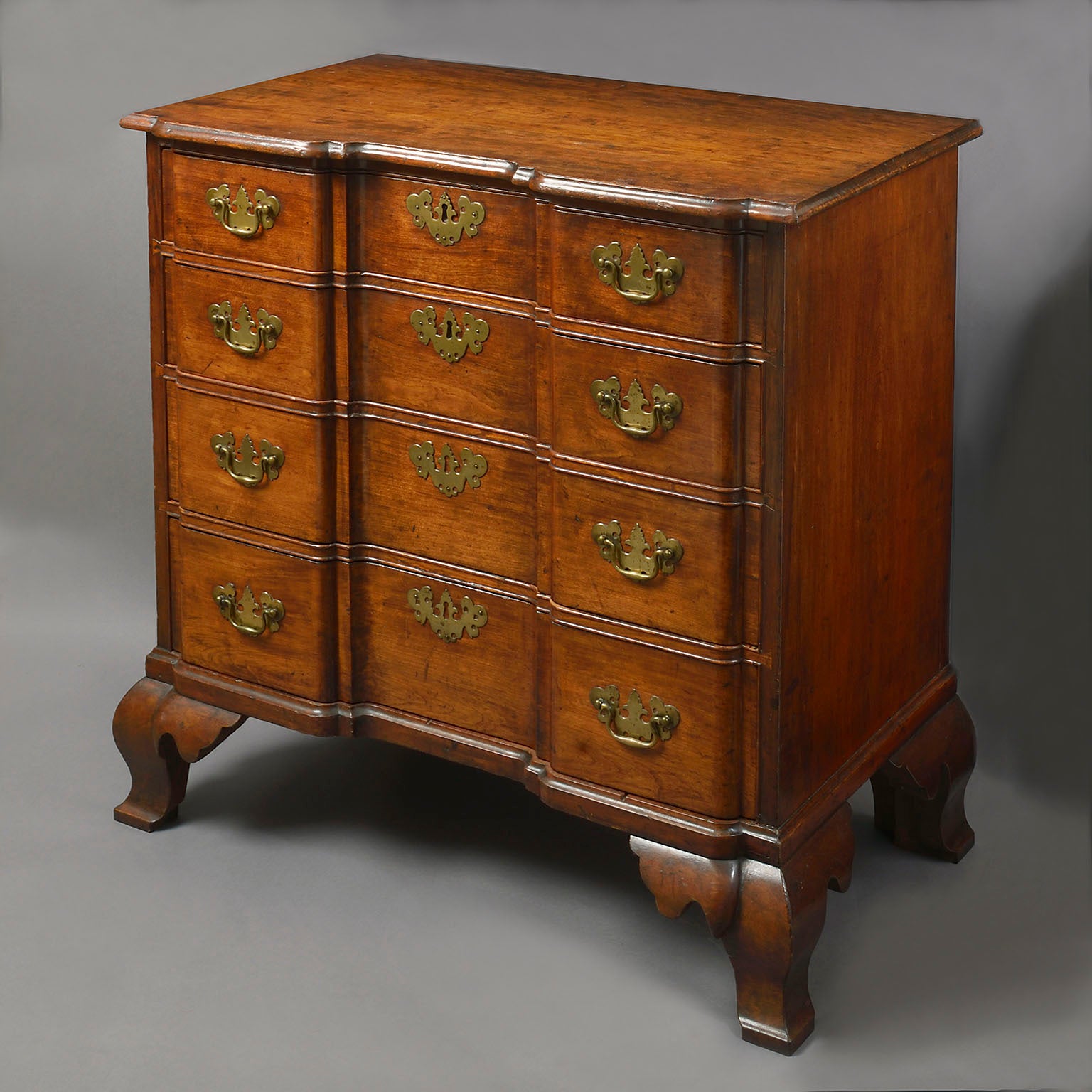 American Cherry Wood Block-Front Chest of the Chippendale Period
