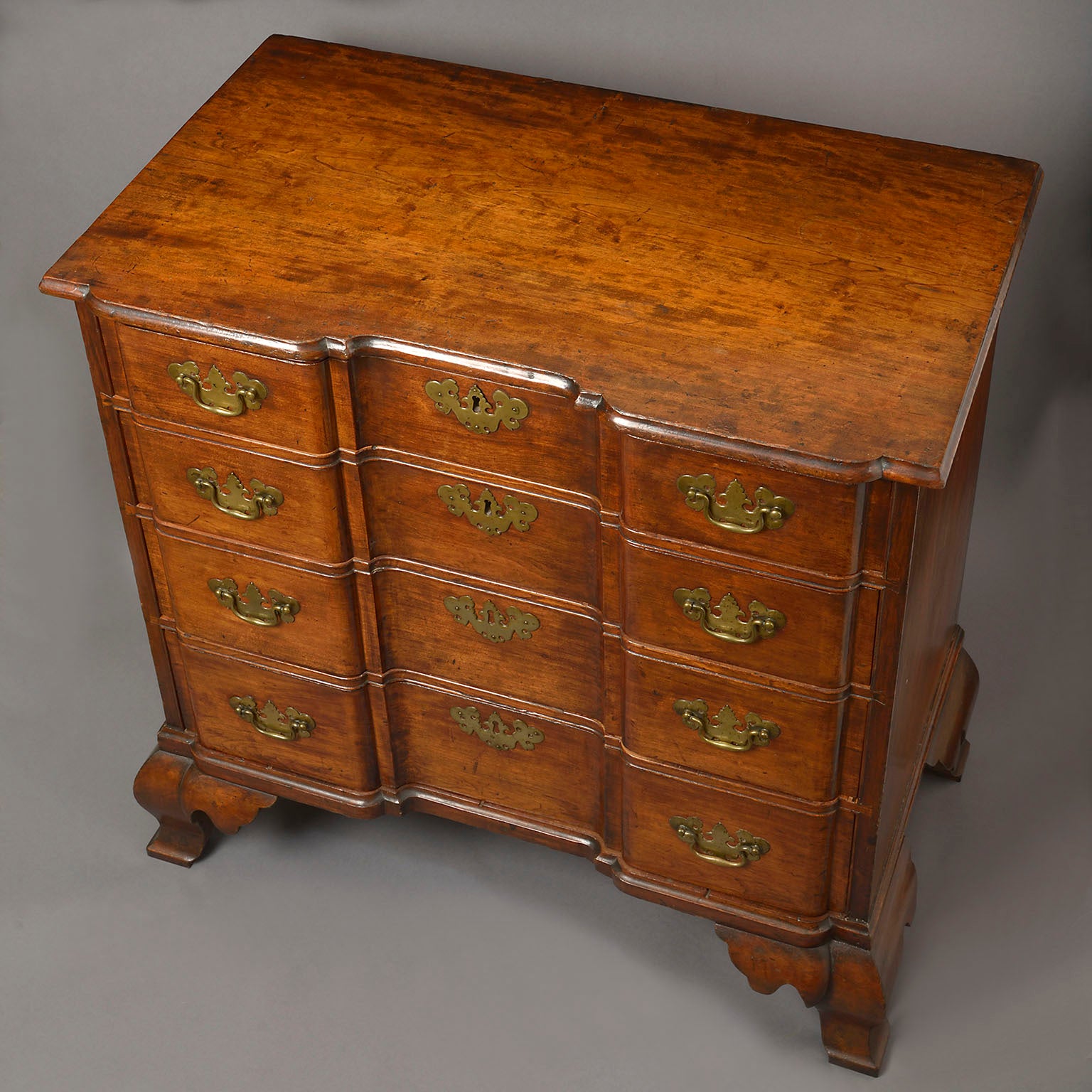 American Cherry Wood Block-Front Chest of the Chippendale Period