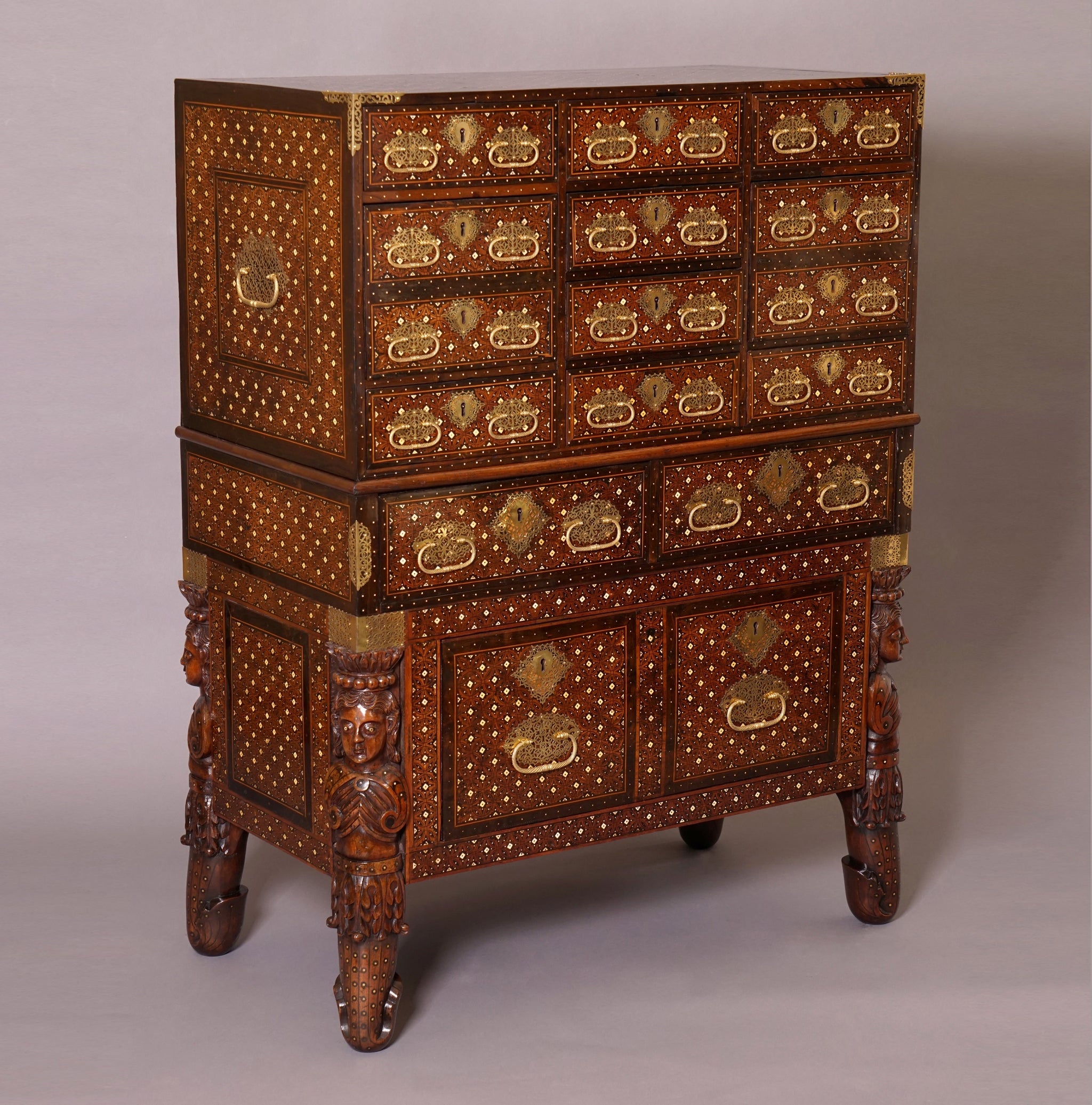 A 17th Century Indo-Portuguese Cabinet On Stand