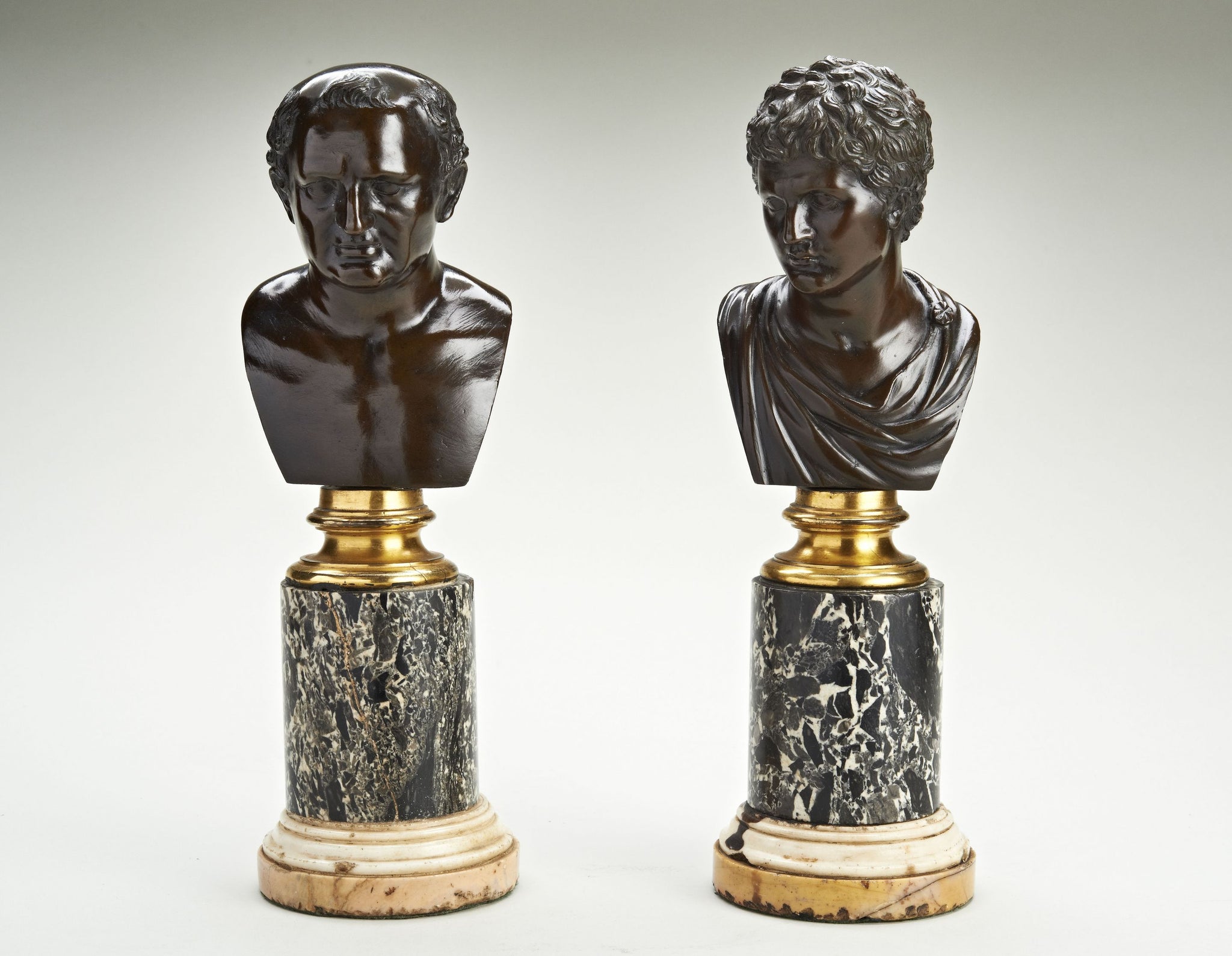 Pair of Grand Tour Bronze Busts of Emperors