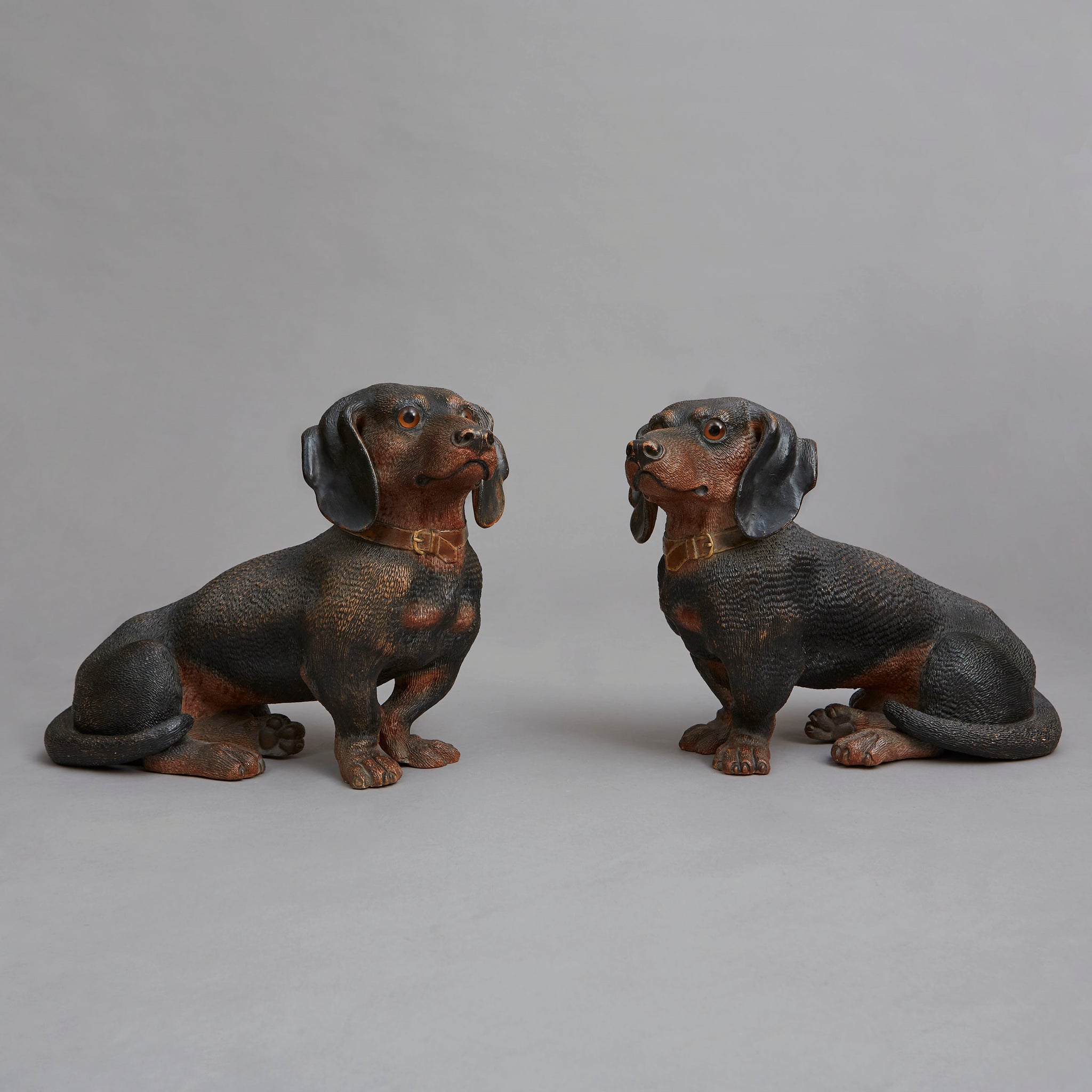 Pair of Near Life Size Seated Dachshunds