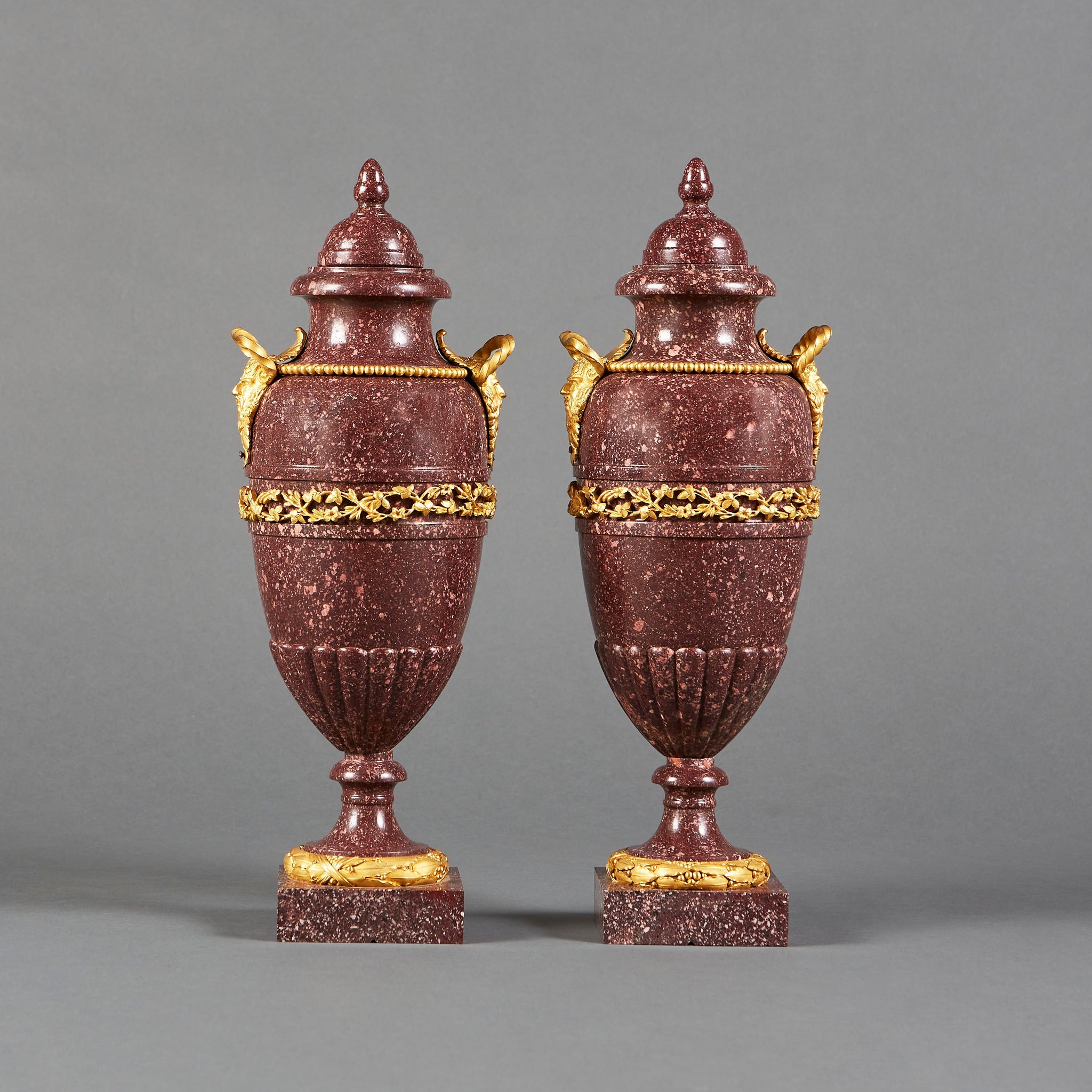 Pair of Porphyry Vases