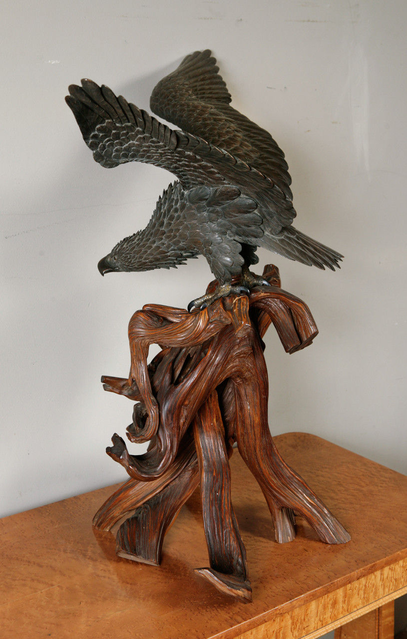 Japanese Bronze Eagle, Meiji Period, Circa 1880
